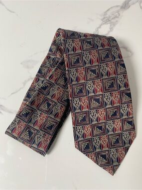 Ermenegildo‎ Zegna Silk Tie Italy Geometric